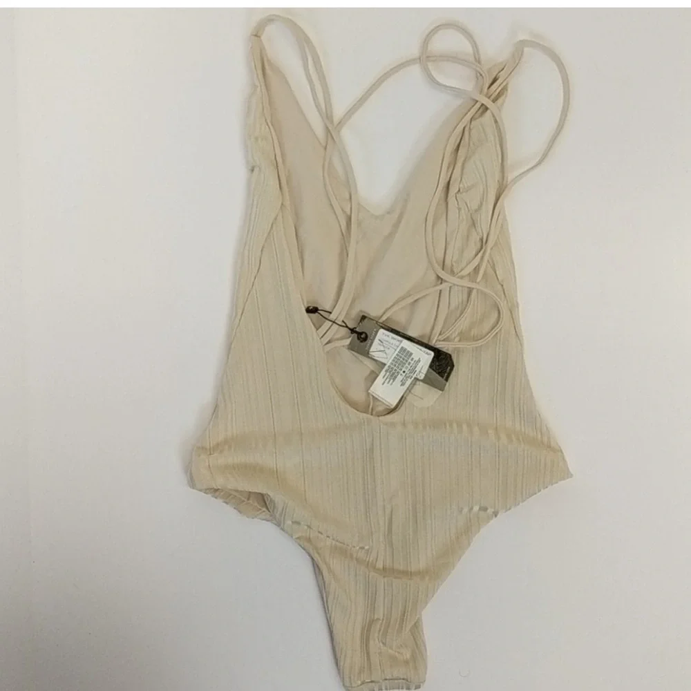 Anthropologie x Tavik Coppola One Piece Slinky Rib Swimsuit in Tapioca, size XS